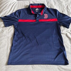 Majestic Boston Red Sox Navy and Red Men's Sweat Wicking Polo Shirt